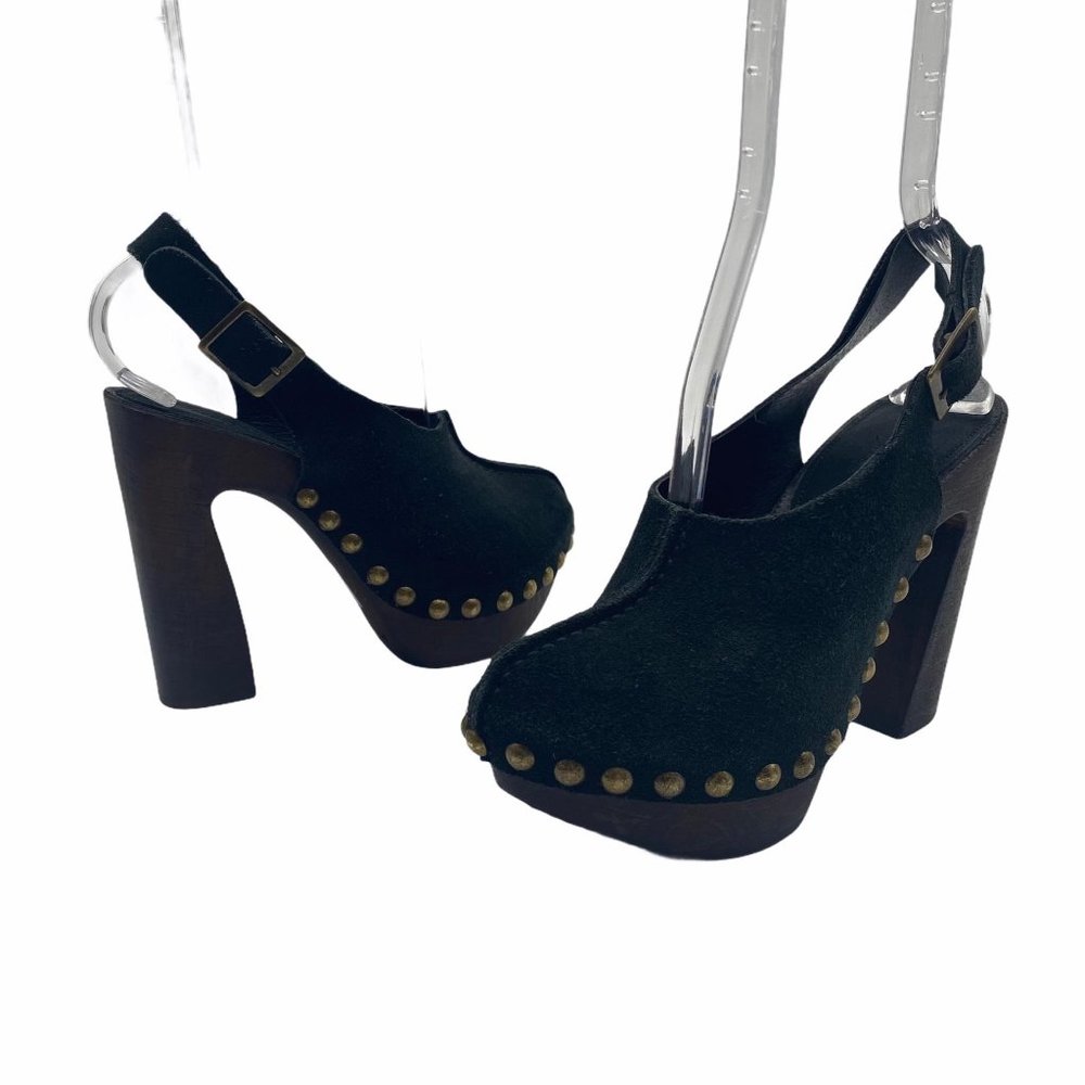 Charles David Black Suede Leather Picchio Slingbac